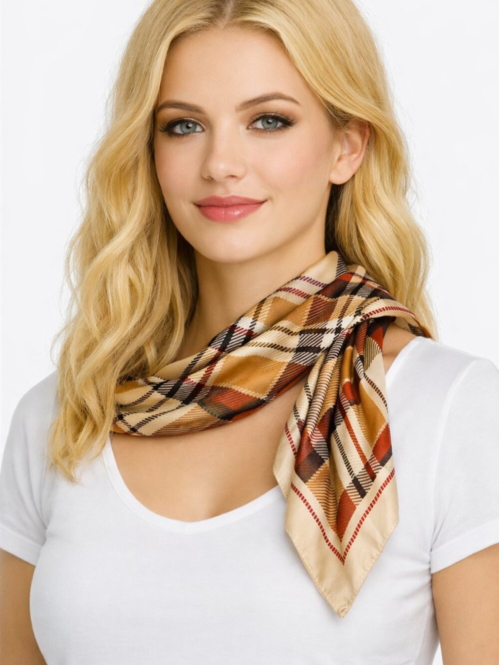 Vintage Square Plaid Scarf - Picture 3 of 7